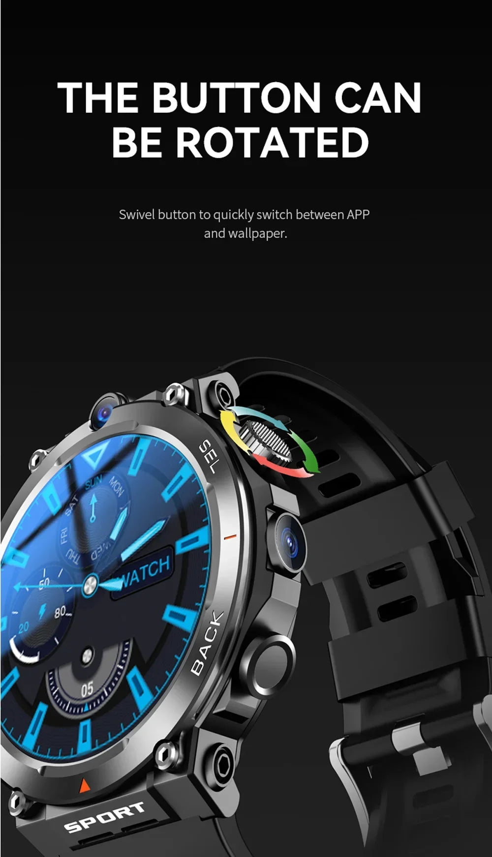 Google Play 1.39-inch 4G Network SIM Card Smart Watch Dual Camera GPS WIFI NFC Rugged 64G-ROM IP67 Android Men Women Smartwatch