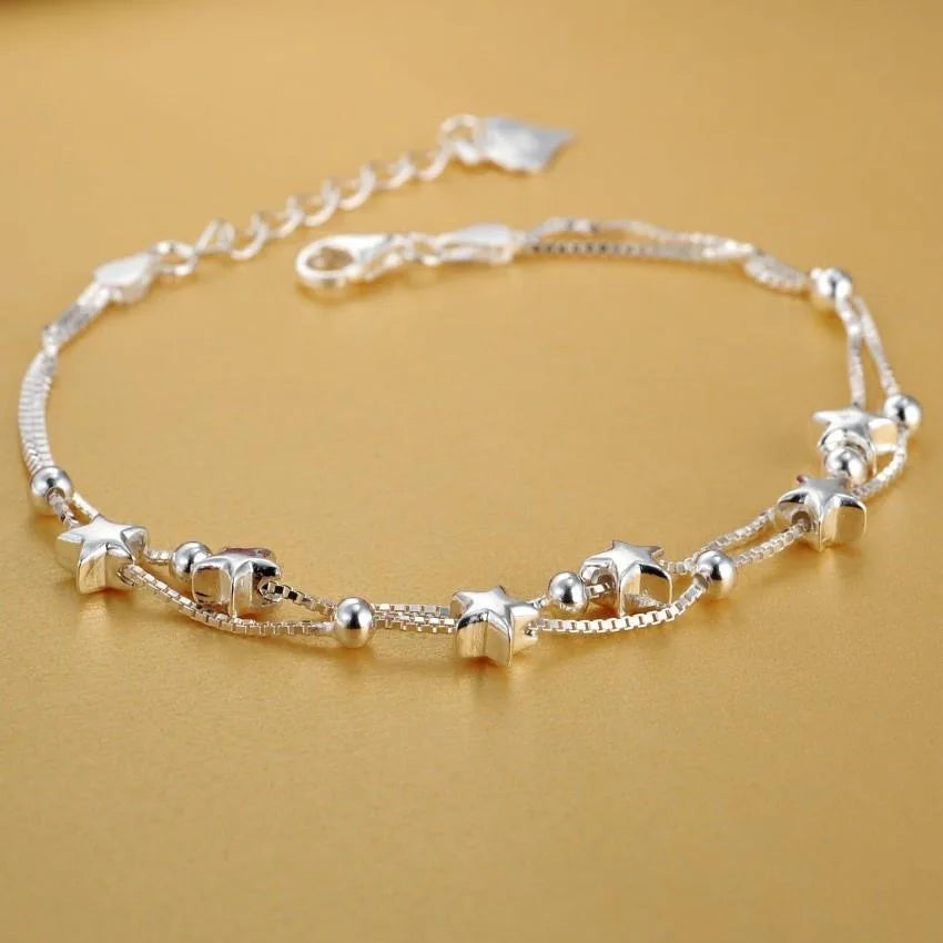 Fine 925 sterling silver Chain stars Bracelets for women Charms fashion designer party Wedding Jewelry Holiday gifts