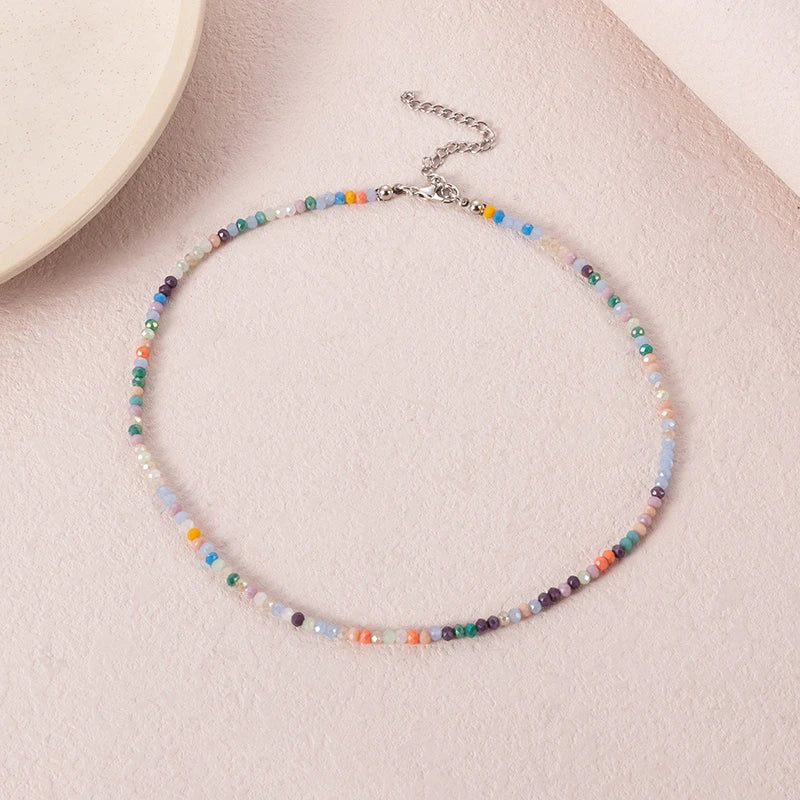 Bohemian Beaded Necklaces for Women Colorful Beads Choker Necklace Simple Neck 2024 Fashion Jewelry Female Aesthetic Accessories