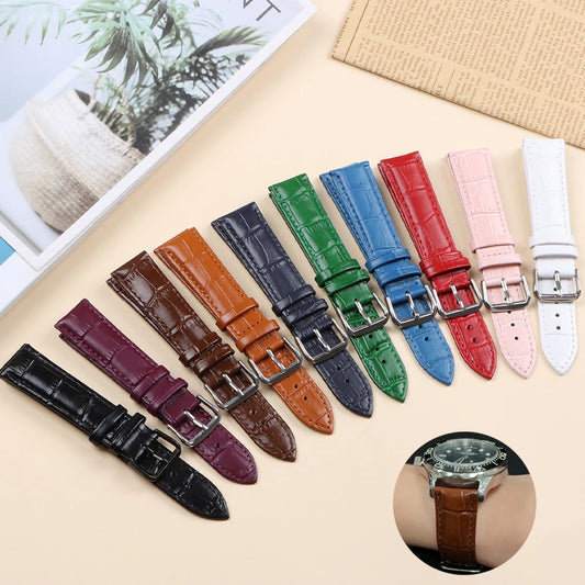 Wrist Strap 18mm 20mm 22mm 24mm Bamboo & Crocodile Pattern Design Men Business Watch Top Cowhide Watchband