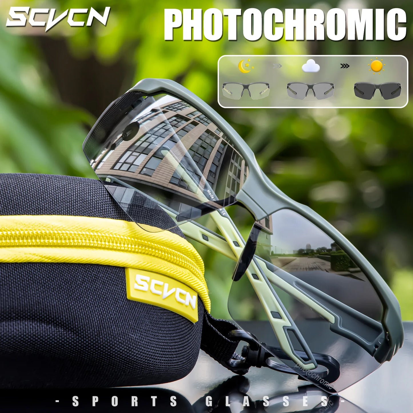 SCVCN Photochromic Cycling Glasses Men MTB Cycling Sunglasses Women Road Bike Eyewear UV400 Outdoor Sports Running Glasses