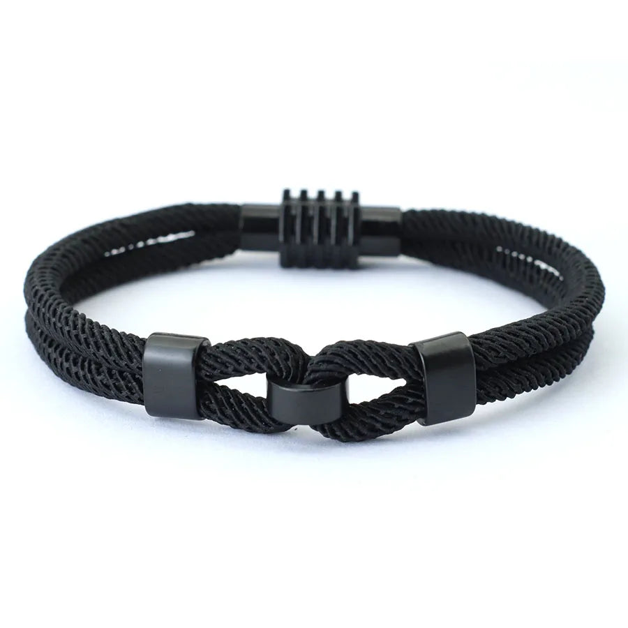 New Stylish Knot Bracelet For Men Black Magnet Buckle Rope Braslet Gifts For Him Nautical Braclet Pulseras De Hilo Wrap Jewelry