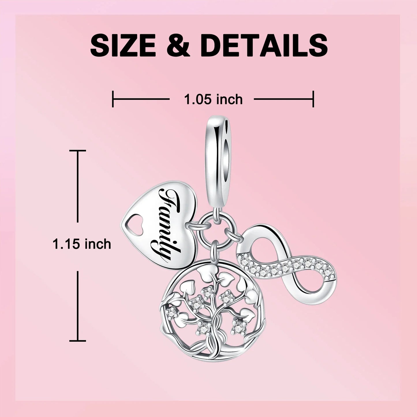 925 Sterling Silver Family Tree of Life Cross Hollow Pendant Charm Fit 4MM hole diamete Charms Bracelets Women DIY Jewelry Gift