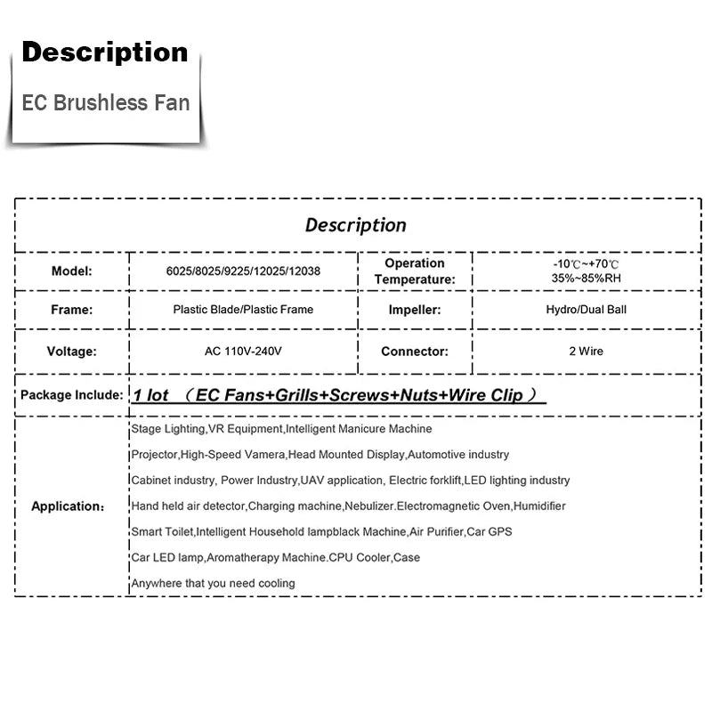 DARUTIOX 60mm 80mm 90mm 120mm EC Brushless Fan AC 110V 115V 120V 220V 240V Axial Fan with Srews/Grill 6025 8025 9225 12025 12038