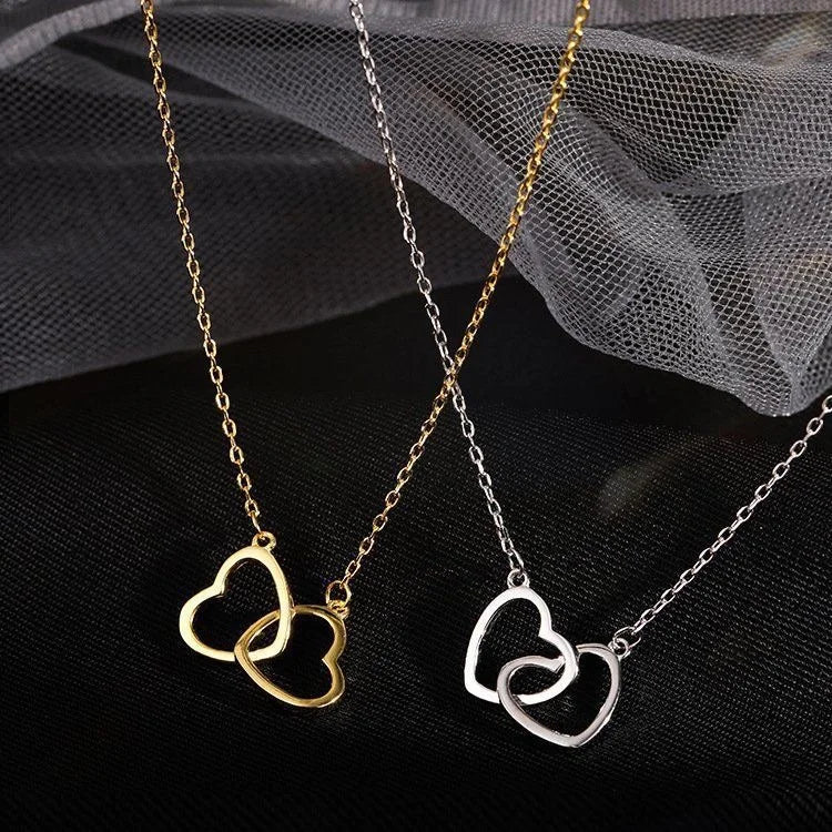 Double Heart Choker Necklace for Women  Girl Party Clavicle Chain Necklace Gifts Jewelry