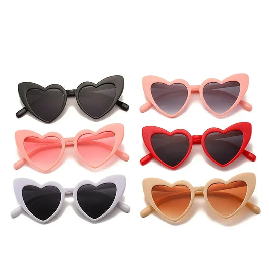 Kids Cute Heart Shaped Sunglasses Red Black Lens Frame Fashion Girls Sun Glass Outdoor Beach Spectacles