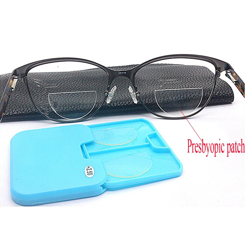 IENJOY 2pcs Liquid Silicone Bifocal Reading Lens Stick-on Presbyopic Lenses Magnification Reusable Bifocal Lenses 1.0 2.0 3.0