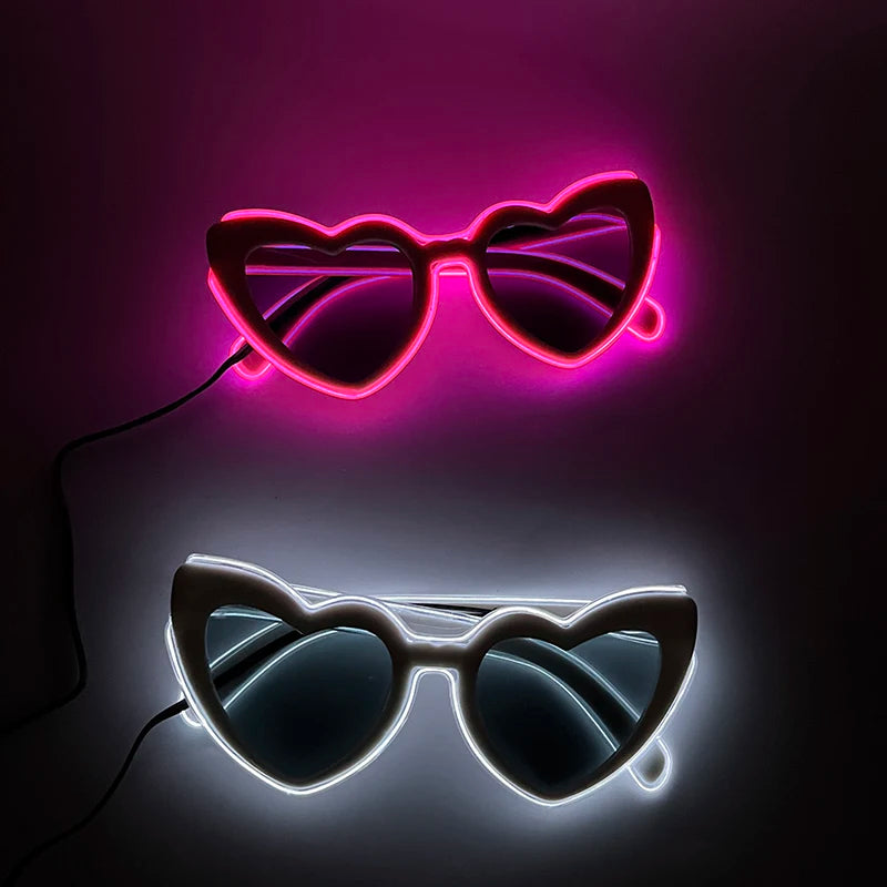 LED Heart Shaped Glasses Flashing Luminous Window-Blinds Glasses Night Club Bachelorette Party Wedding Light Bride to be Glasses