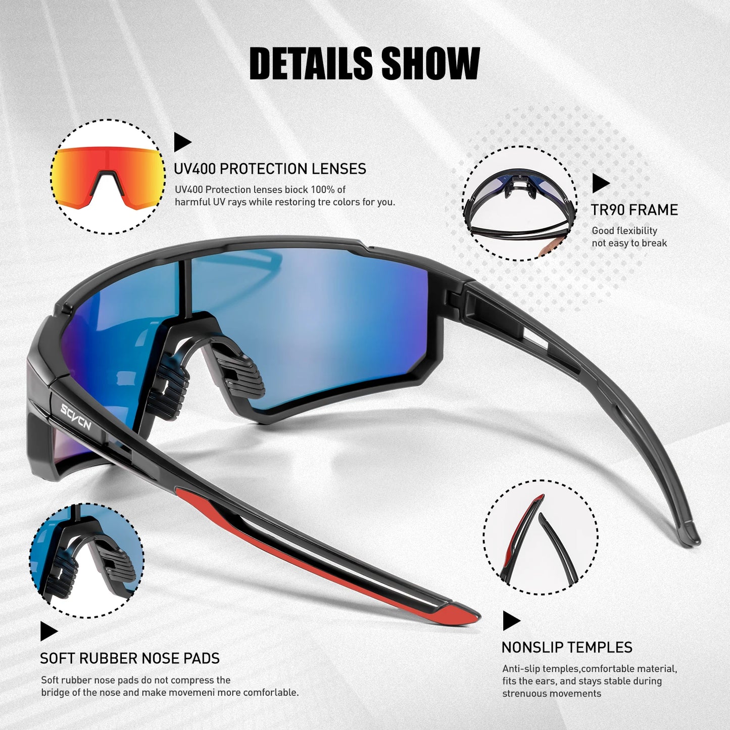 SCVCN New Outdoor Cycling Sunglasses Men MTB Bike Glasses  Sports Hiking Mountain Climbing Women Bicycle Cycling UV400 Goggles