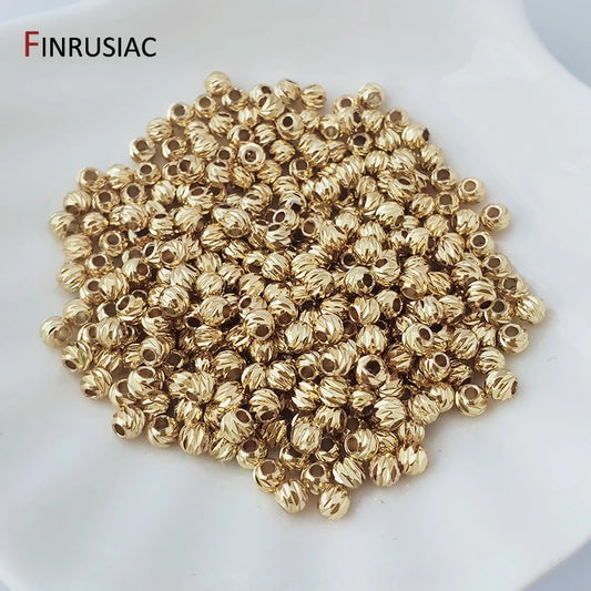 DIY Jewelry Accessories 18K Gold Plated Striped Cut Flower Beads 3mm 4mm Spacer Separators Beads Bulk Hand Beading Material