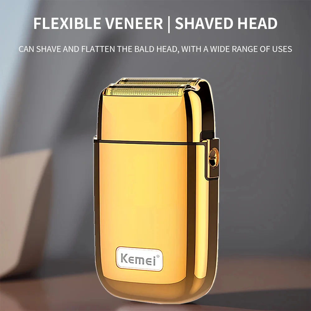 Kemei KM-TX1 Factory Direct Full Metal Electric Shaver Reciprocating Twin Blade Double Head USB Charging Men's Razor