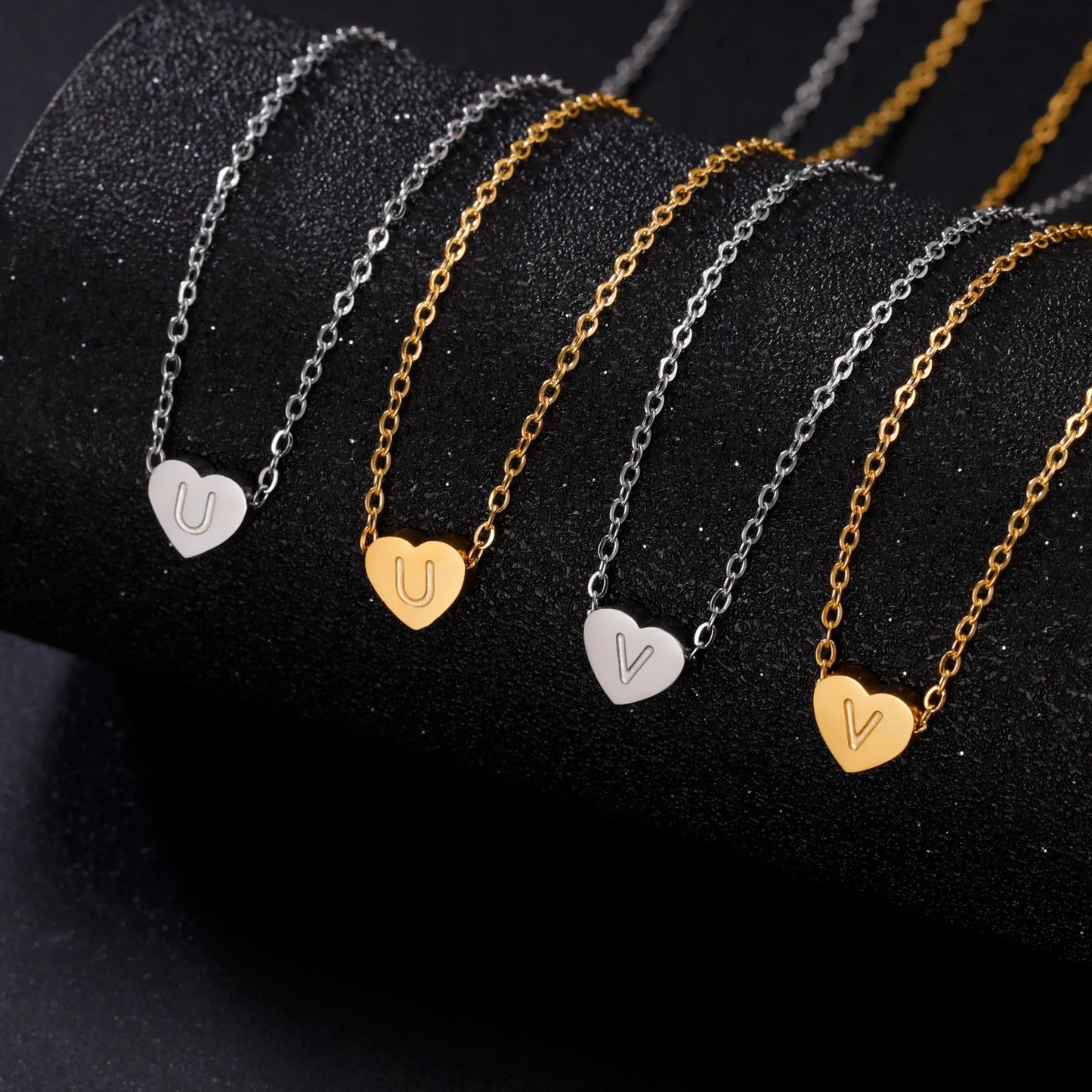 Cazador Stainless Steel Initial Letter Heart Pendant Necklaces for Women Choker Chain Jewelry Birthday Gifts Kpop Trend 2024