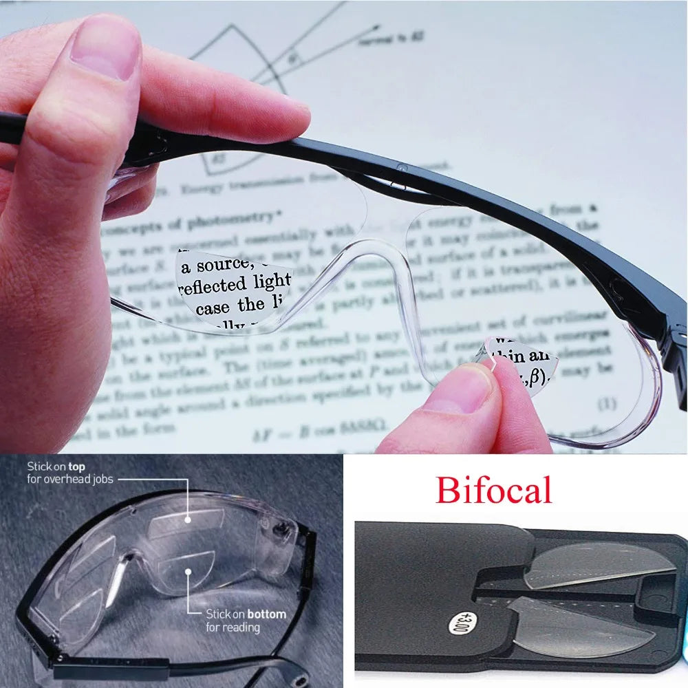 IENJOY 2pcs Liquid Silicone Bifocal Reading Lens Stick-on Presbyopic Lenses Magnification Reusable Bifocal Lenses 1.0 2.0 3.0