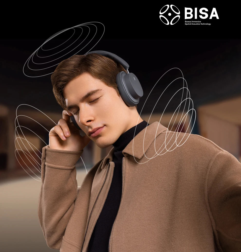 Baseus Bowie D05 Wireless Headphone 3D Spatial Audio Earphone Bluetooth 5.3 Headset 40mm Driver Foldable Over Ear Headphone 70H