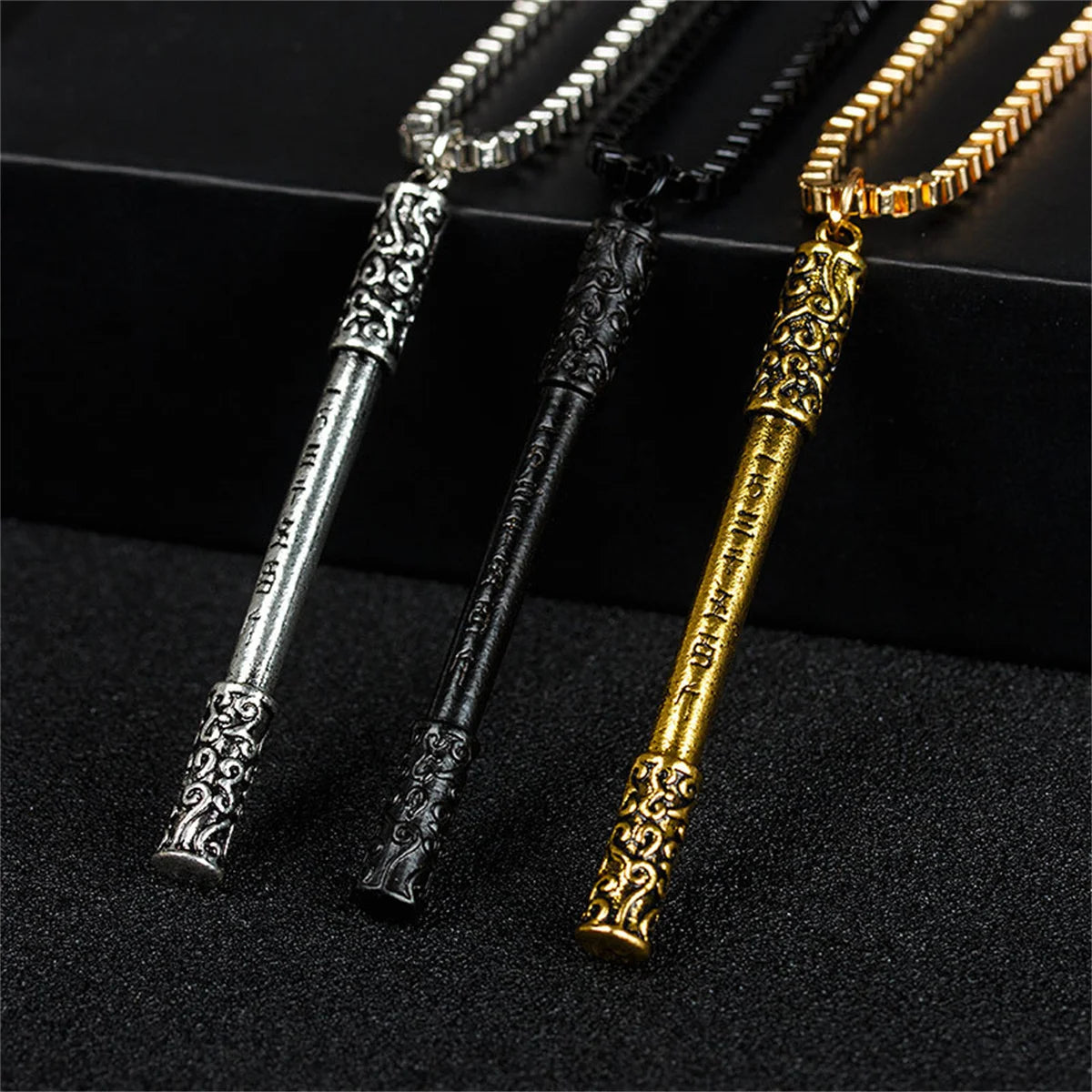 Black Myth Monkey King Sun Wukong Golden Cudgel Stick Bar Shaped Necklace For Women Men Jin Gu Bang Stick Choker Punk Jewelry