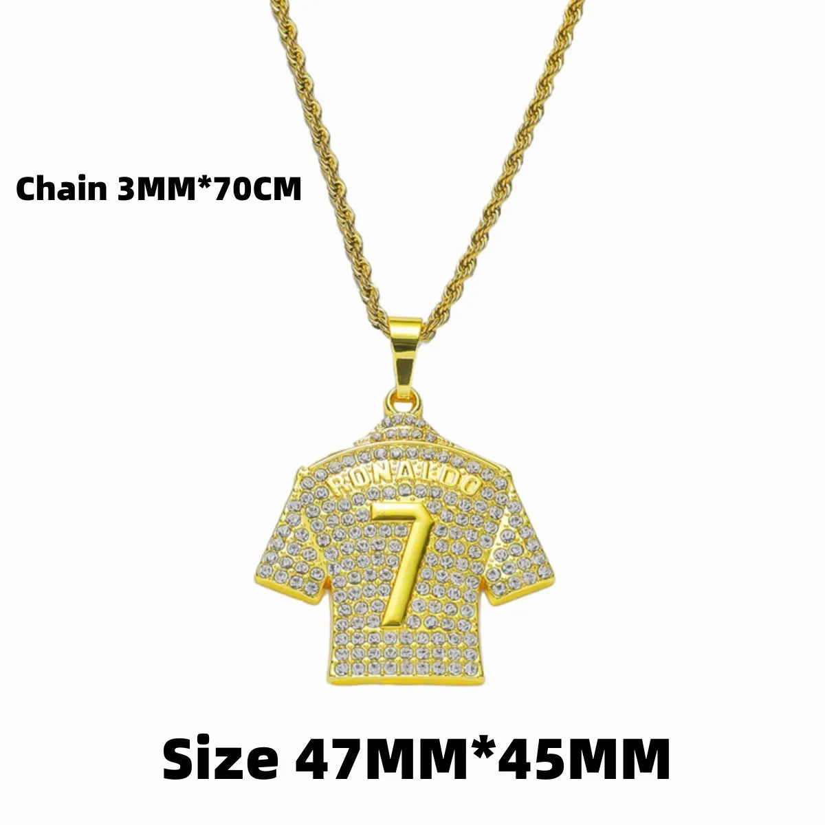 HNSP Cristiano Ronaldo CR 7 Jersey Full Zircon Pendant Chain Necklace For Men Boy Soccer Fans Hip Hop Jewelry Accessories