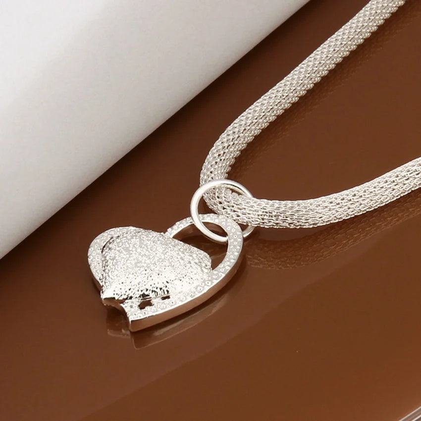 DOTEFFIL 925 Sterling Silver Gorgeous Charm Fashion Charm Heart Wedding Lady Love Necklace Noble Luxury 18 Inches Silver Jewelry