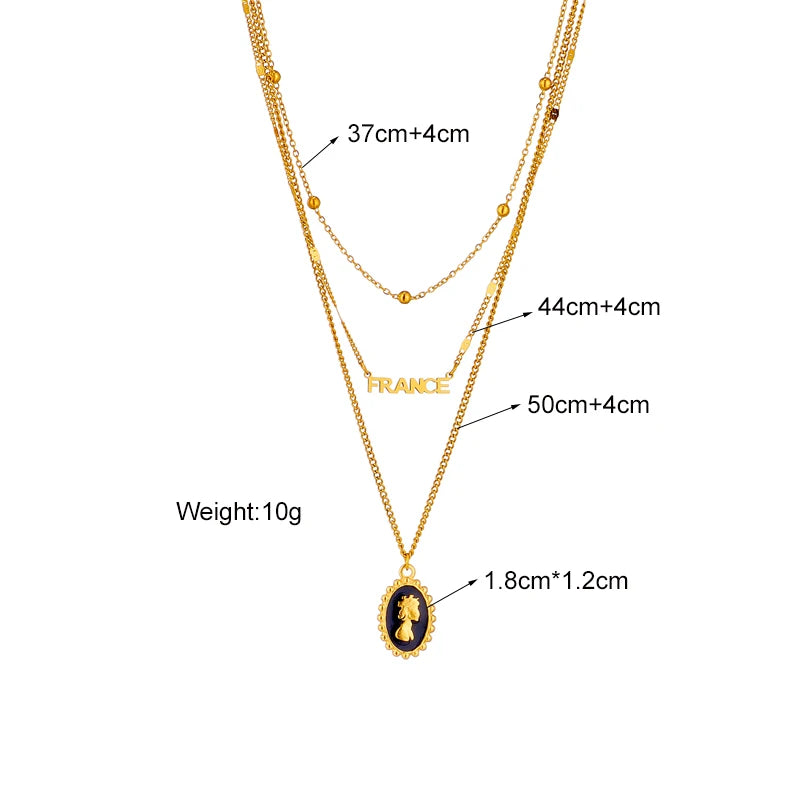 MEYRROYU316L Stainless Steel Geometry Star Moon Butterfly Pendant Multilayer Chain Choker Necklace For Women Wedding Accessories