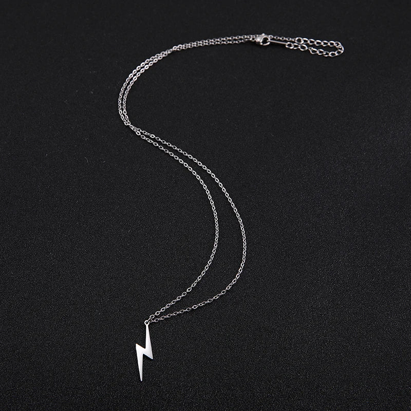 Stainless Steel Necklace Hot Lightning Pendant Necklace for Women Men Temperament Hip Hop Retro Chain  Charm Accessories Jewelry