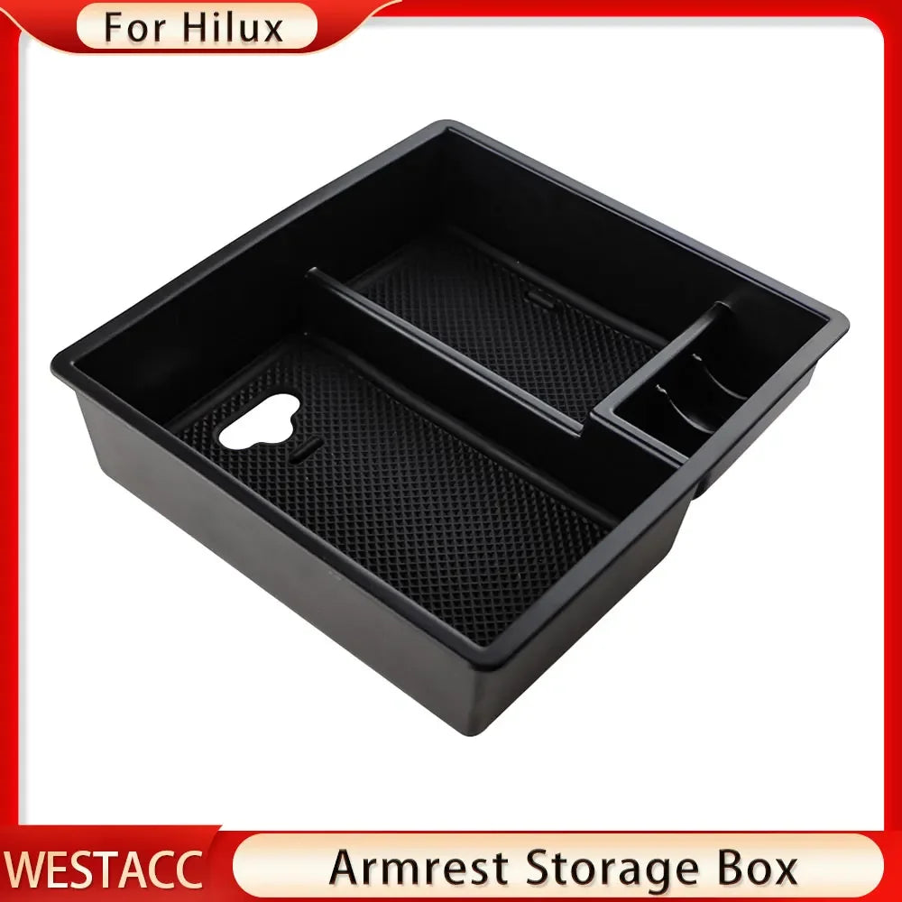 Car Armrest Storage Box Tray for Toyota Fortuner Hilux Innova 2004 - 2015 Center Console Organizer Stuff Holder Case Accessories