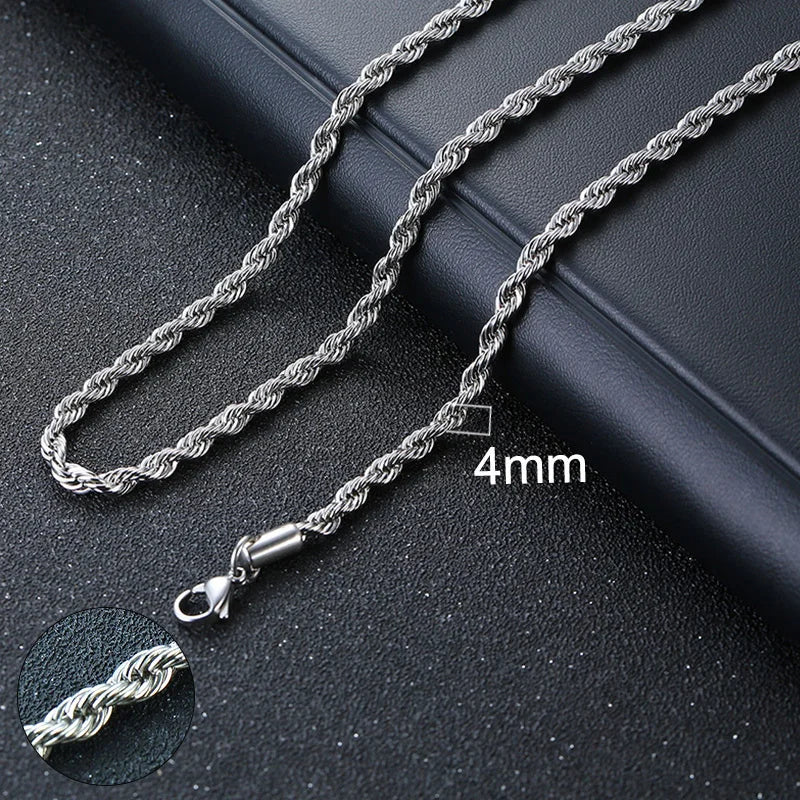 Vnox 3D Vertical Bar Necklaces for Men, Layering Stainless Steel Geometric Pendant, Layered Wheat Rope Cuban Chain, Boy Collar