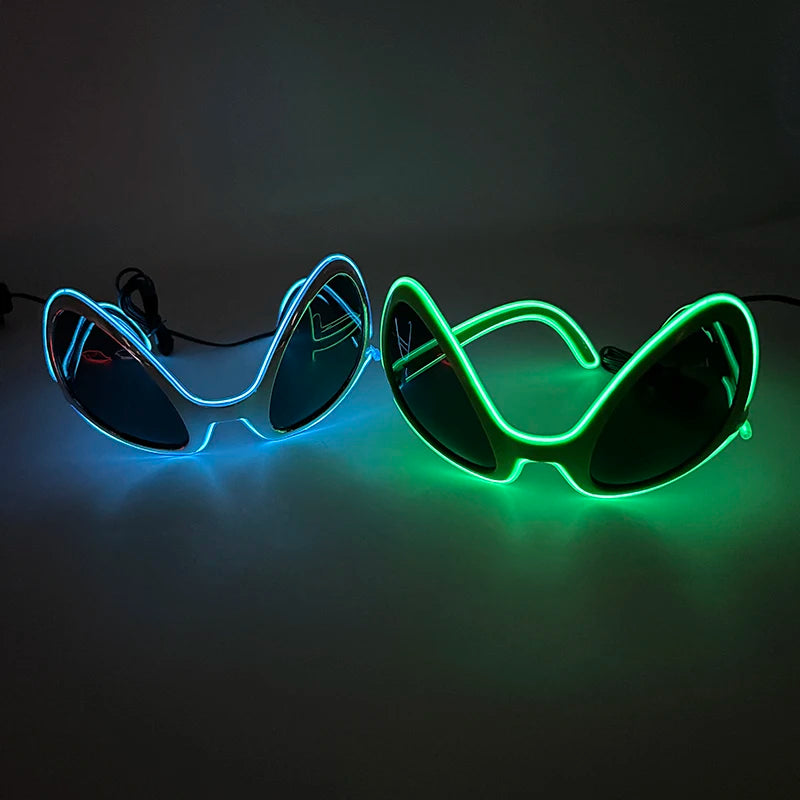 Halloween Funny Sunglasses Boys Girls Personalized Eyewear Alien Style Party Glasses Luminous Neon Light Flashing For Halloween