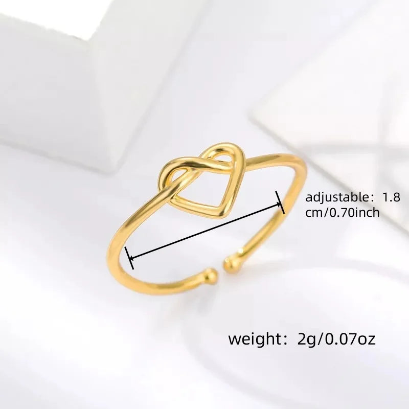 Korean version simple hollowed out heart-shaped opening adjustable ring with infinite love, peach heart tail ring, hand jewelry