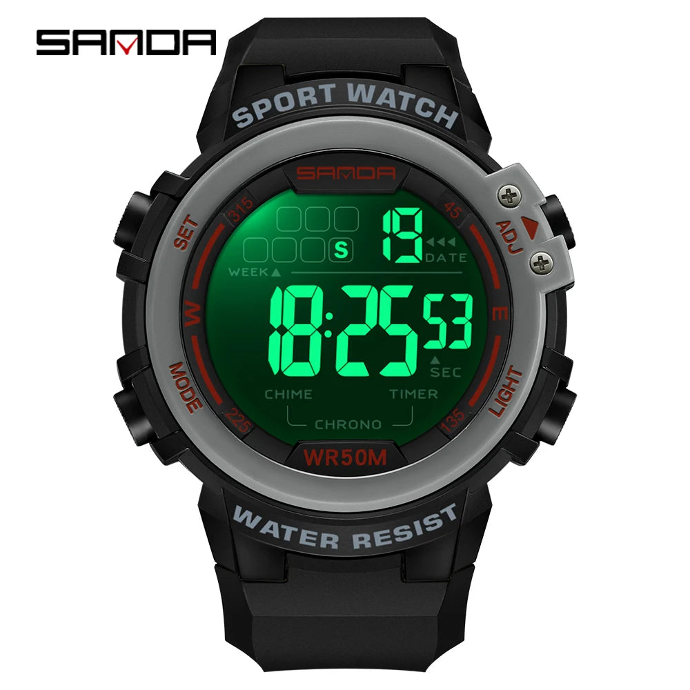 SANDA Outdoor Military G Style Men's Watch LED Digital Alarm Clock Fashion Sports Dual Display Wrist watch 50M Waterproof reloj