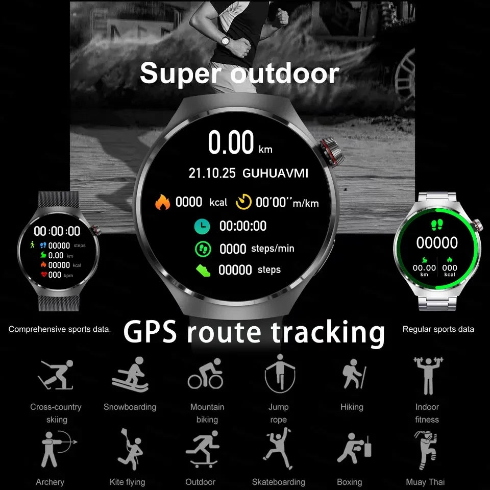 For HUAWEI GT4 Pro GPS NFC Smart Watch Men 360*360 AMOLED Screen Heart rate Bluetooth Call IP68 Waterproof Man Smartwatch 2024