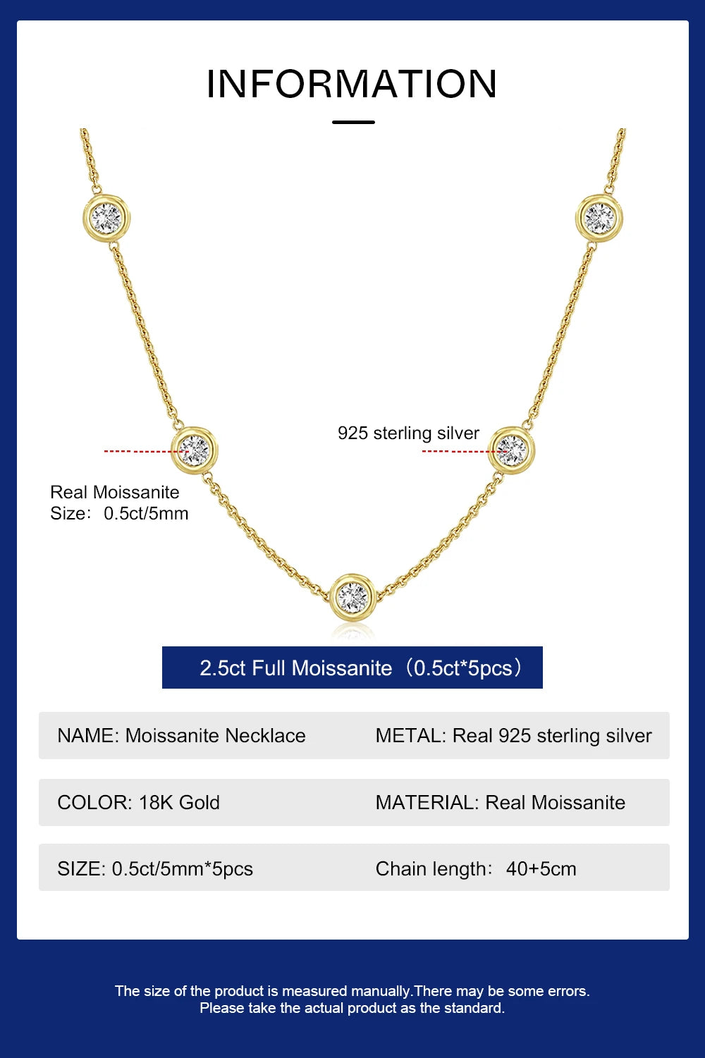 5mm 5 Stones Bubble Moissanite Necklace Certified Original 18k Gold Plated 925 Silver Diamond Choker Chain for Women Jewelry GRA