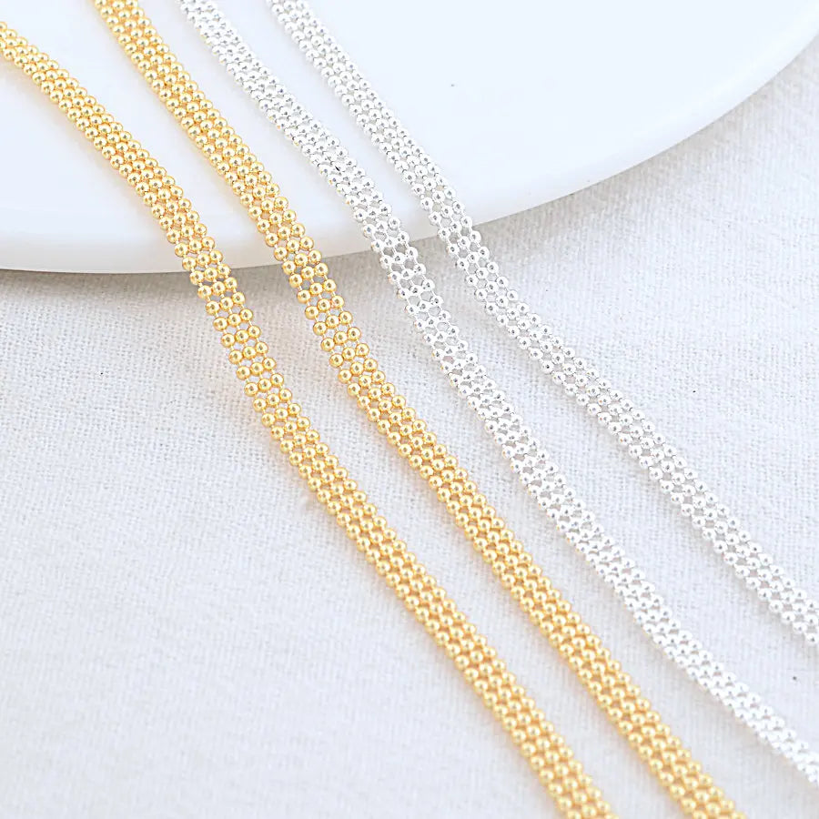 14K Gold Color Plated Brass Round Star Link Chains Necklace Chains High Quality Jewelry Accessories