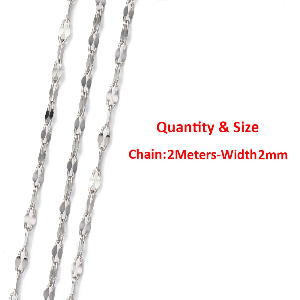 2Meters/1Meter Stainless Steel Chain High Quality Gold Color Chains for Bracelet Necklace Jewelry Making DIY Findings Wholesale