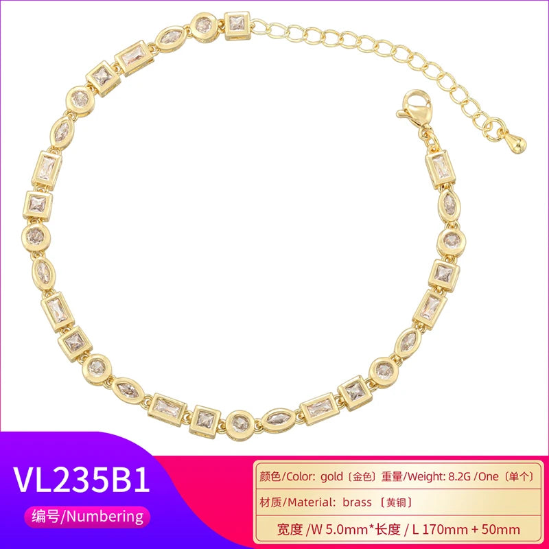 ZHUKOU candy bracelet for women Geometrically shape cubic zircon Man bracelet originality Couple bracelets Christmas gift VL235