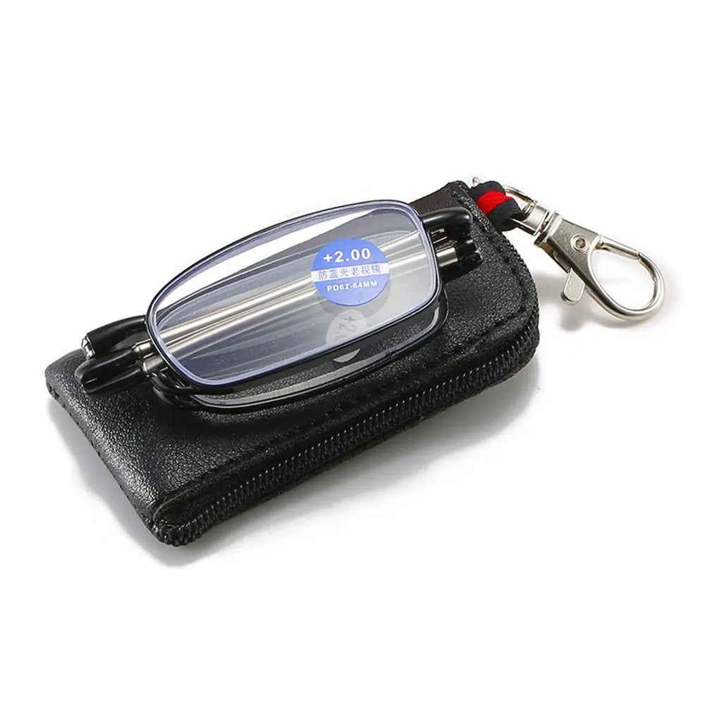 Portable Folding Reading Glasses with Keychain Case Anti Blue Light Presbyopic Eyeglasses Women Men Ultralight Hyperopia Eyewear