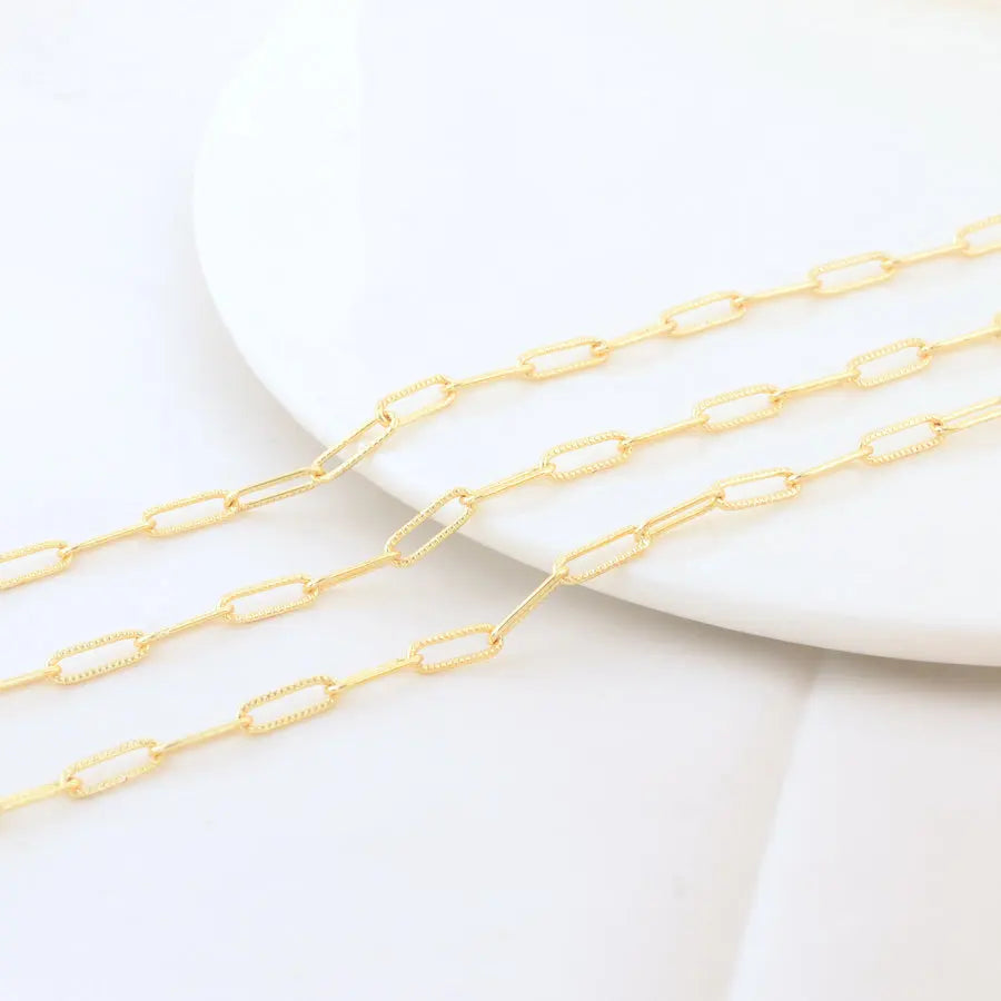 14K Gold Color Plated Brass Round Star Link Chains Necklace Chains High Quality Jewelry Accessories