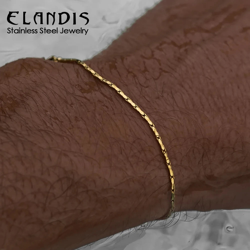 ELANDIS No Color Loss Jewelry Bracelet Minimalist Men's Stainless steel Waterproof White gold Bracelet Wholesale Direct Sale