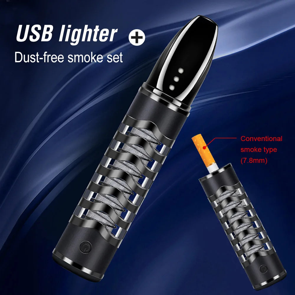 2022 New Rechargeable Environment-friendly Cigarette Sleeve Does Not Drop Ash with USB Rechargeable Lighter for Men and Women