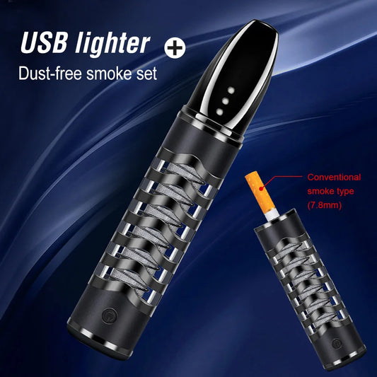 2022 New Rechargeable Environment-friendly Cigarette Sleeve Does Not Drop Ash with USB Rechargeable Lighter for Men and Women